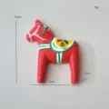 Cute resin wooden pony fridge magnet hand painted vintage decorative horse home decor item - Red