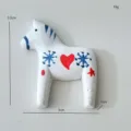 Cute resin wooden horse fridge magnet with hand-painted retro home decor design item. - White