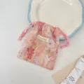 Ins Stil Aquarell Blumen Stoff Kordelzug Aufbewahrungstasche Reise Hautpflege Beutel - Hellrosa Floral
