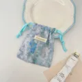 Blumenmuster Kordelzug Aufbewahrungstasche Stoff Organizer Reise Kosmetiktasche Detail - Graublau Floral