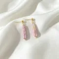 Pendientes colgantes de plata S925 perla barroca rosa, joyería elegante para mujer. - Pendientes de Botón de Perla de Agua Dulce Barroca Barra Plateada Púrpura