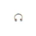 Anneau de piercing fer à cheval en acier inoxydable, bijou arc-en-ciel pour nez et lèvre. - 6mm / Arc-en-ciel Avec Boule