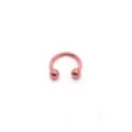 Roségoud roestvrij staal hoefijzer ring, circular barbell, professionele lichaamspiercing variant. - Rood met bal