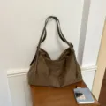 Bolso de hombro de ante marrón vintage para mujer, bolso hobo casual de gran capacidad. - Verde