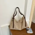 Bolso de hombro retro de ante para mujer, bolso cruzado casual de gran capacidad para el trabajo diario. - Caqui