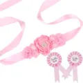 Roze zwangerschapsgordel en corsage set voor baby shower feestdecoratie en moeder - Roze Roos