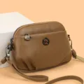 Damen weiches Leder kleine Umhängetasche braun lässig Schulter Handytasche vielseitig Alltag. - Khaki