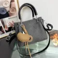 Bolso de mano gris de moda para mujer gran capacidad bolso de hombro informal con colgante - Con Colgante / Gris Con Colgante