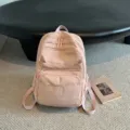 Zaino casual rosa da donna, borsa da viaggio scolastica multitasche con pratiche cerniere. - Rosa