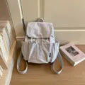 Sac à dos femme en tissu décontracté et léger gris clair, sac de voyage multi-poches - Gris