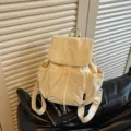Sac à dos femme en toile décontracté léger voyage sac d'école élégant couleur crème beige chic. - Blanc