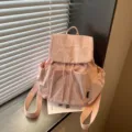 Sac à dos décontracté en tissu rose pour femme, grand voyage cartable avec plusieurs poches - Rose