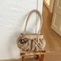 Schicke Polka Dot Umhängetasche für Damen, stilvolles Schleifendesign und Pendler Handtasche. - Ohne Anhänger / Khaki