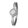 Montre à quartz argentée pour femme avec cadran losange en strass et bracelet métallique. - Blanc Argenté