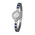 Montre quartz pour femme avec cadran strass losange et bracelet cristal bleu design luxe. - Argent Bleu