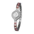Bee Sister montre quartz femme strass cadran diamant rouge blanc bracelet cristal mode - Argent-Rouge