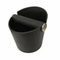 Black rubber coffee knock box detail showing precise dimensions and sturdy build. - Small Slag Coffee Bean Stick