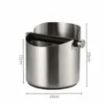 Stainless steel coffee knock box detail, featuring a durable black knock bar and compact size. - L / Original Color