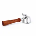 Edelstahl Kaffeemaschine Portafilter mit massivem Rosenholz Griff, 51mm Brühgruppe - Palisander (Modell F) / 51mm Delonghi Drei-Ohr Mit Boden Doppelter Auslauf