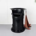 Coffee knock box for espresso machine, durable black plastic waste bin with knock bar and rag. - Low Slag Box