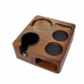 Walnut wood coffee tamper station organizer for espresso portafilter and distributor tools. - Walnut Wood