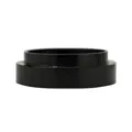 Aluminum coffee dosing funnel detail shot, black step design for espresso portafilter. - 49mm / Black