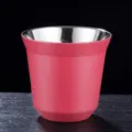 Pink 304 Stainless Steel Double Layer Coffee Cup Insulated Tea Cup 86ml and 160ml - 51-100ML / Red