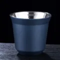 Double Wall Stainless Steel Coffee Cup Insulated Tea Mug Metal Drinkware Blue 86ml - 51-100ML / Dark Blue
