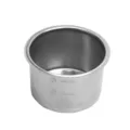 Stainless steel espresso coffee machine filter basket with clear capacity cup scale markings. - 51 Quad Filter Basket