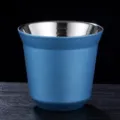 Premium double wall stainless steel coffee cup blue insulated thermal mug 86ml new - 51-100ML / Light Blue