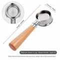 54mm espresso portafilter with wooden handle compatible with Breville coffee machines spare parts - Stainless Steel 54mm Triple-Ear Bottomless - Style A2 Natural Beech Wood