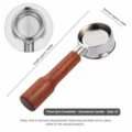 Stainless steel coffee bottomless portafilter 54mm with solid wood handle for espresso machine. - Stainless Steel 54mm Triple-Ear Bottomless - Style C1 Red Sandalwood