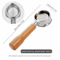 Stainless steel espresso portafilter with wooden handle, 54mm 3-ear coffee machine part. - Stainless Steel 54mm Triple-Ear Bottomless - Style C1 Natural Beech Wood