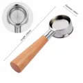 54mm Coffee Portafilter with Wooden Handle 3-Ear Espresso Machine Replacement Part - Stainless Steel 54mm Triple-Ear Bottomless - Style B2 Natural Beech Wood