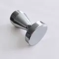 Electroplated coffee tamper metal handle detail view for professional espresso preparation. - 51mm