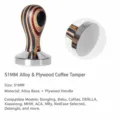 Stainless steel coffee tamper with multi-color wood handle 51mm professional barista tool. - Flat Iron Electroplated Base / 51mm / Natural Wood Grain
