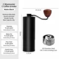 Manual coffee grinder with aluminum alloy body, wooden handle, and 420 stainless steel burr. - CNC 5-Star Burr / Black
