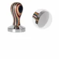 53mm Coffee Tamper with Colorful Wood Handle and Stainless Steel Base for Espresso Machine - Flat Iron Electroplated Base / 53mm / Natural Wood Grain