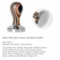 58mm Coffee Tamper with Colorful Wood Handle and Alloy Electroplated Base for Espresso - Flat Iron Electroplated Base / 58mm / Natural Wood Grain