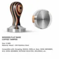 Stainless steel coffee tamper with colorful wooden handle 51mm flat base espresso tool - Flat 304 Stainless Steel Base / 51mm / Natural Wood Grain