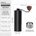 Manual coffee grinder with 420 stainless steel CNC 7-star burr, 20g capacity, compact size. - Espresso 7-Star Burr / Black