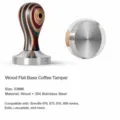 Tamper à café en acier inoxydable avec poignée en bois coloré base plate 53mm - Base Plate en Acier Inoxydable 304 / 53mm / Grain de Bois Naturel