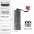 Manual coffee grinder with 420 stainless steel 7-star burr, aluminum body and wood handle. - Espresso 7-Star Burr / Gray