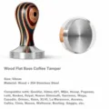 Tamper à café en acier inoxydable avec poignée en bois coloré base plate outil barista pro. - Base Plate en Acier Inoxydable 304 / 58mm / Grain de Bois Naturel