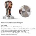 Passeur de café en acier inoxydable avec poignée en bois coloré 58mm pour expresso - Base Filetée en Acier Inoxydable 304 / 58mm / Grain de Bois Naturel