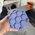 Purple hexagonal silicone coaster drainage insulation pad soft rubber mat for kitchen tabletop. - Purple