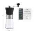 Manual coffee grinder with 304 stainless steel body and clear glass jar for kitchen daily use - Black