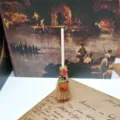 Miniature Halloween witch broom pendant with cute pumpkin hat charm for DIY crafts decor. - 10cm / Pumpkin Hat