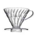 Transparent plastic V60 coffee dripper size 02 pour over cone brewer for kitchen use. - V02 (2-4 Cups)