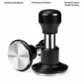 Stainless steel constant force espresso coffee tamper with spring loaded design for baristas. - Threaded Base / 58.35mm / Black